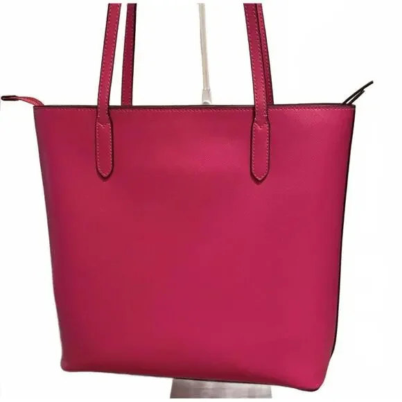 Kate Spade Pink Leather Tote Bag with Ice Cream Charm EUC - Picture 3 of 8